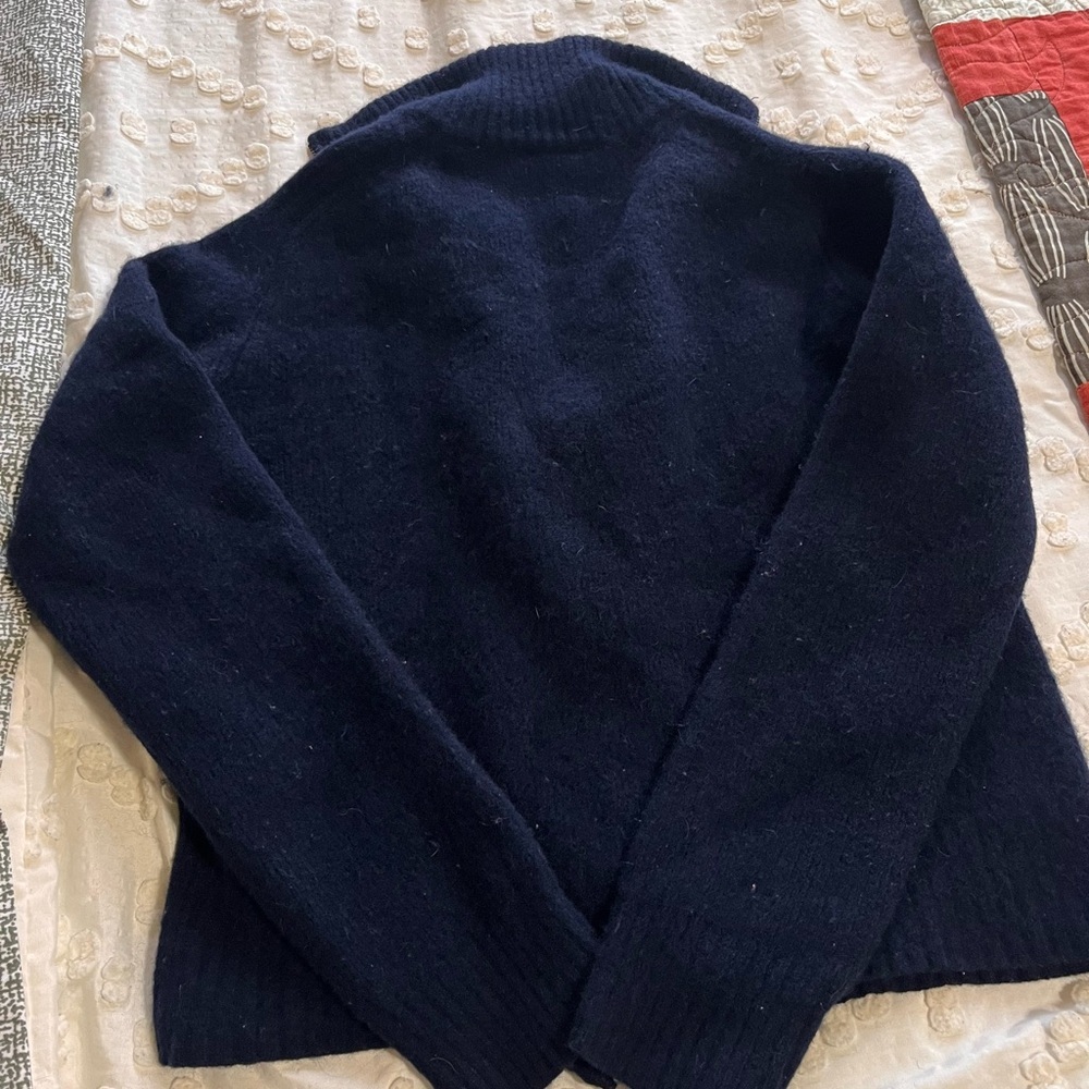 J. Crew Vintage 100% lambs wool cowl neck zip up - Picture 5 of 9